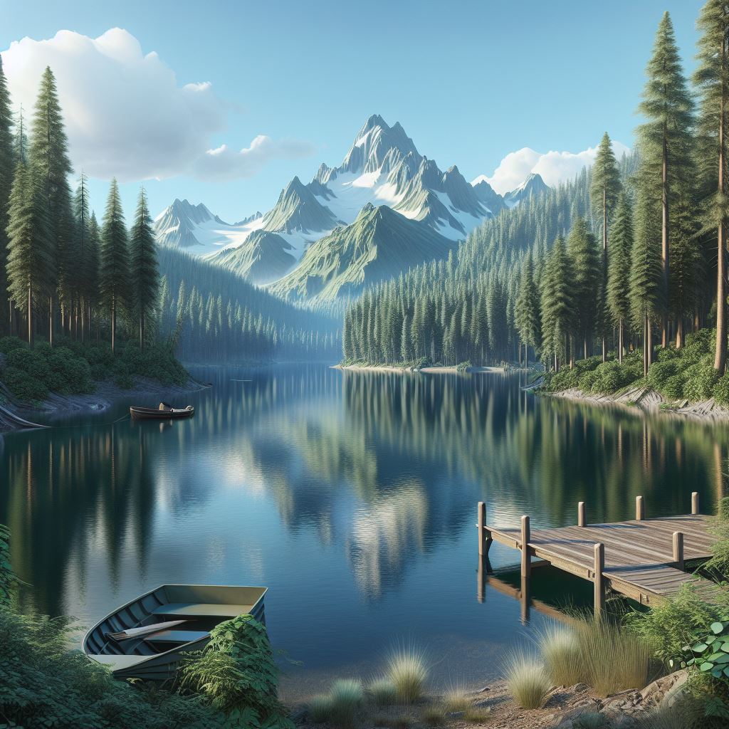 An AI generated image of a photorealistic landscape.